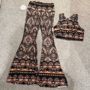 Yoga democracy Paisley Flare Pants and Crop Top Set